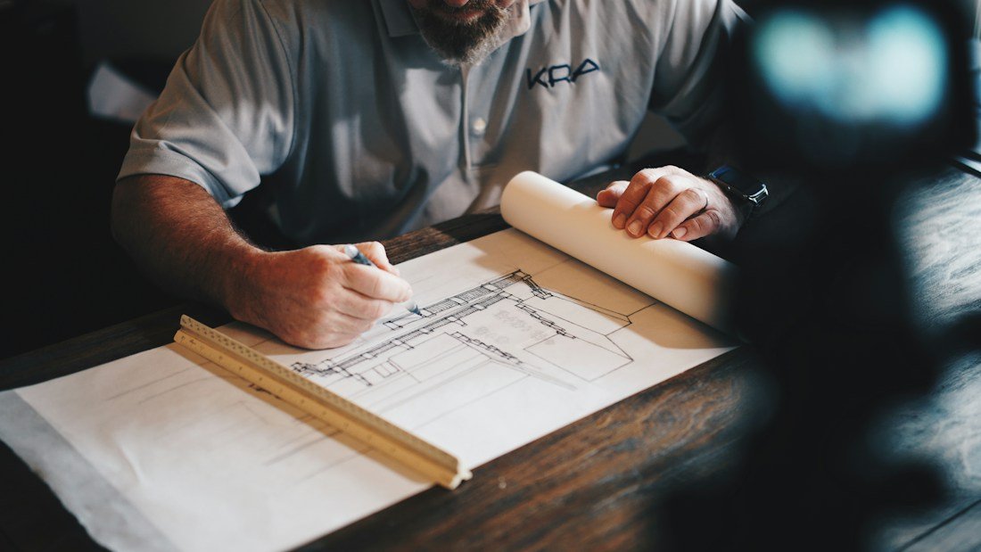 Construction team reviewing plans